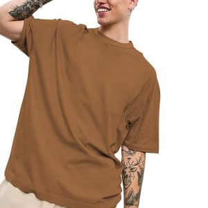 CHKOKKO Oversized Solid Round Neck T-shirts