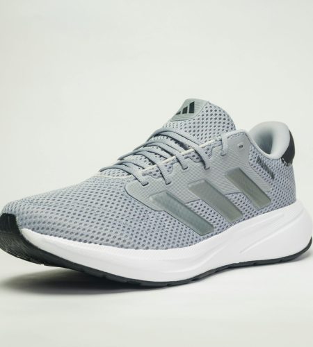Modern gray Adidas running shoe showcasing sleek design and comfort.
