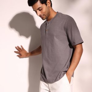 Grey Cotton Comfort Fit T-shirt