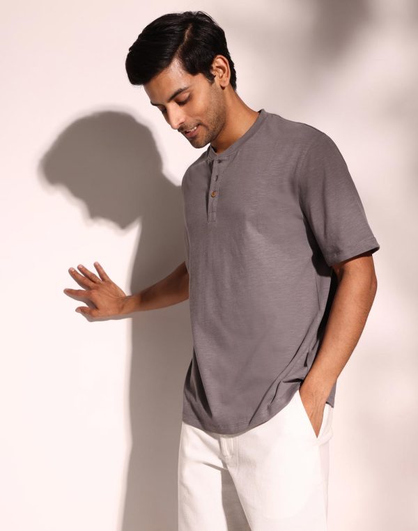 Grey Cotton Comfort Fit T-shirt