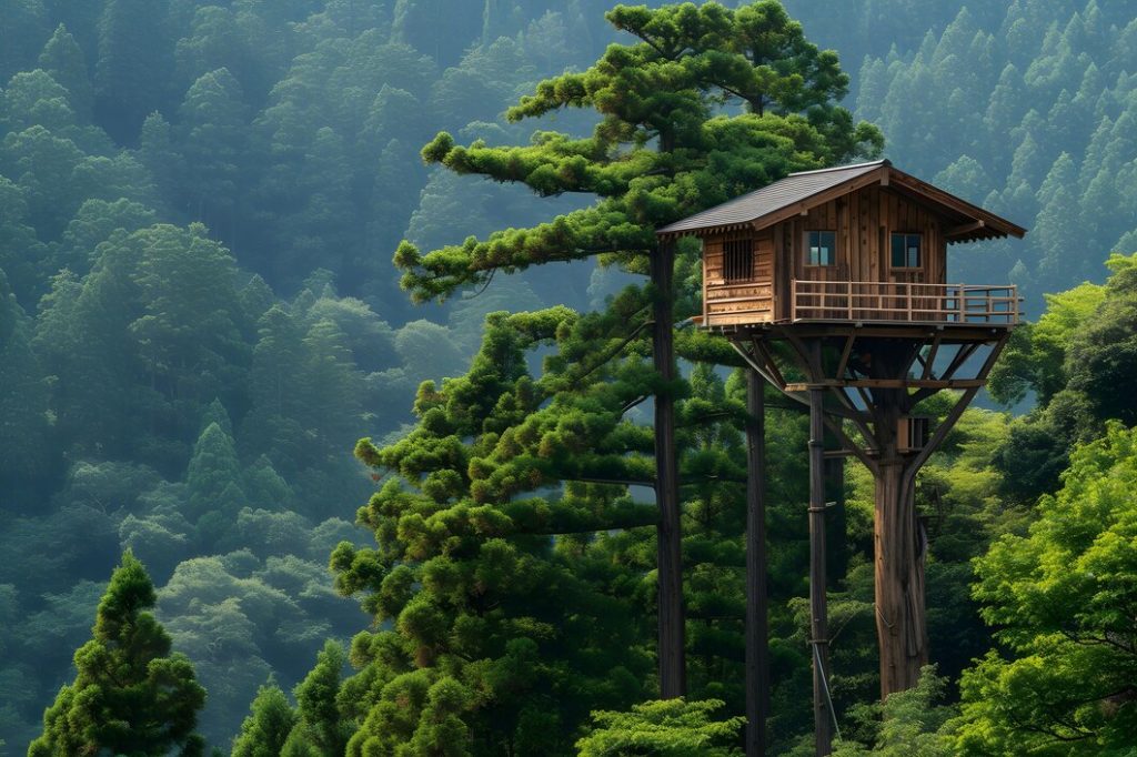 Peaceful wooden Treehouse in resort
