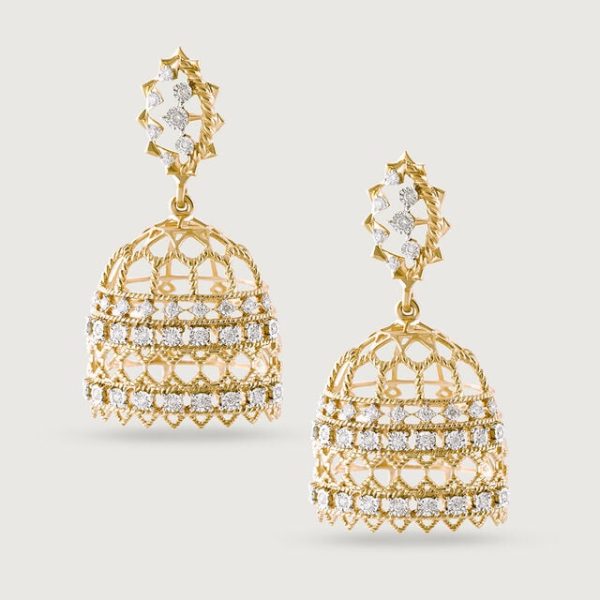 Majestic Lippan Gold & Diamond Jhumka - Image 3