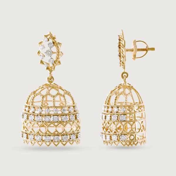 Majestic Lippan Gold & Diamond Jhumka - Image 4