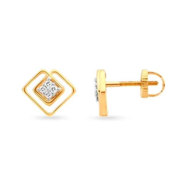 Contemporary Solitaire Look Diamond Stud Earrings for Daily Wear - Image 3