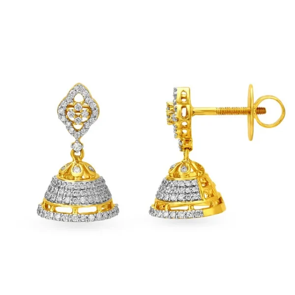 Radiant Sparkle Diamond Jhumka Earrings - Image 3