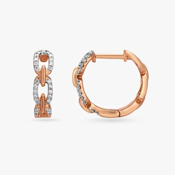 Elegant Link Diamond Hoop Earrings - Image 4