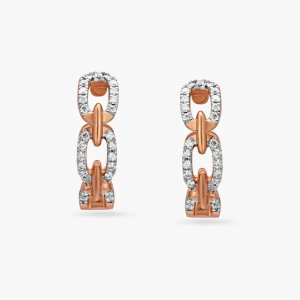 Elegant Link Diamond Hoop Earrings - Image 5