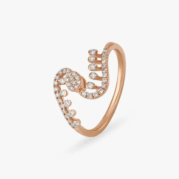 Shimmering Wavy Diamond Finger Ring - Image 3