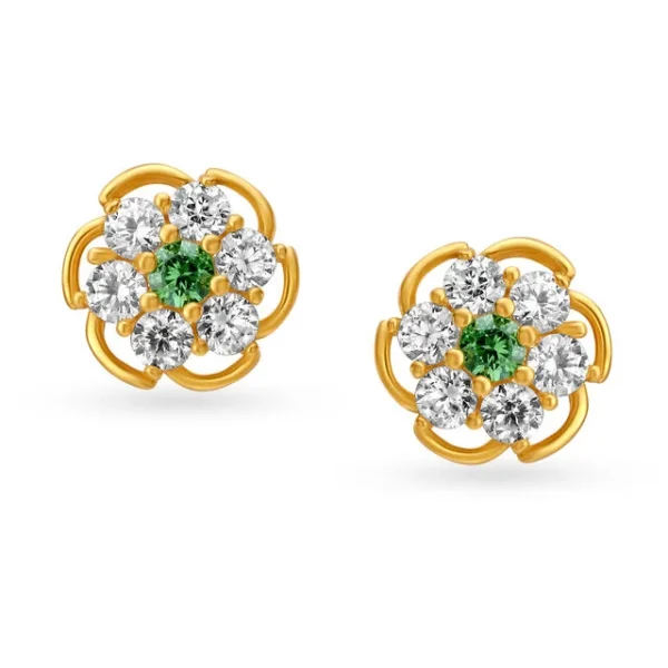 Radiant Gold Stud Floral Earrings for Kids - Image 3