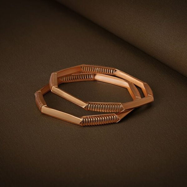 Hexagonal Glow Gold Bangles