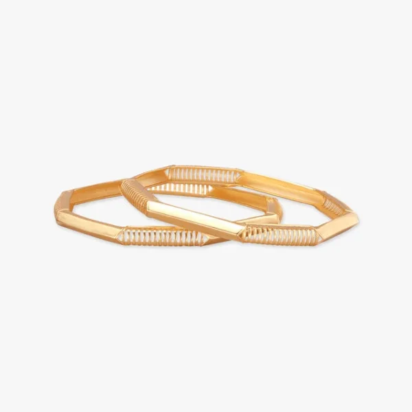 Hexagonal Glow Gold Bangles - Image 3