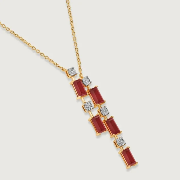 Sparkling Baguettes 14KT Ruby & Diamond Necklace - Image 2