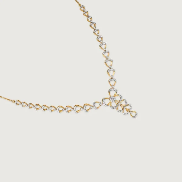 Delicate Bowtie Gold & Diamond Necklace - Image 2