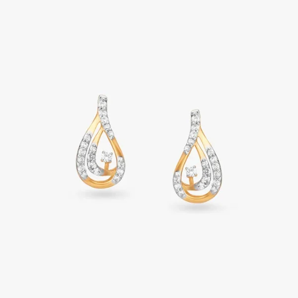 Radiant Gold Diamond Stud Earrings