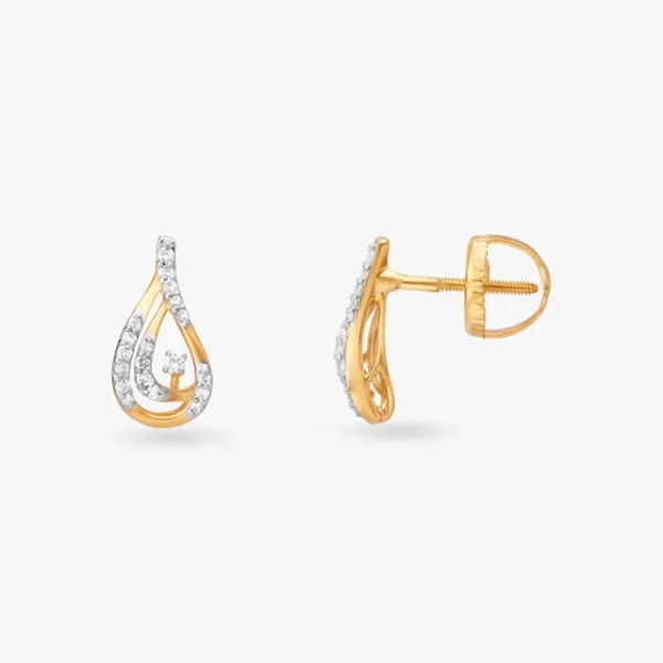Radiant Gold Diamond Stud Earrings - Image 2