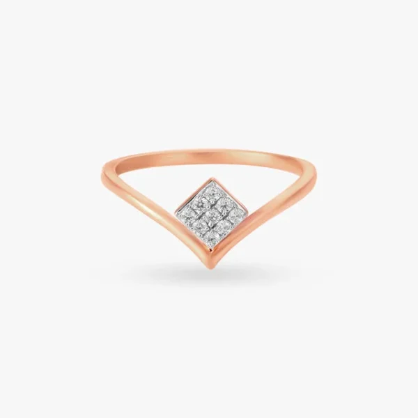 Modernist Square Diamond Finger Ring - Image 3