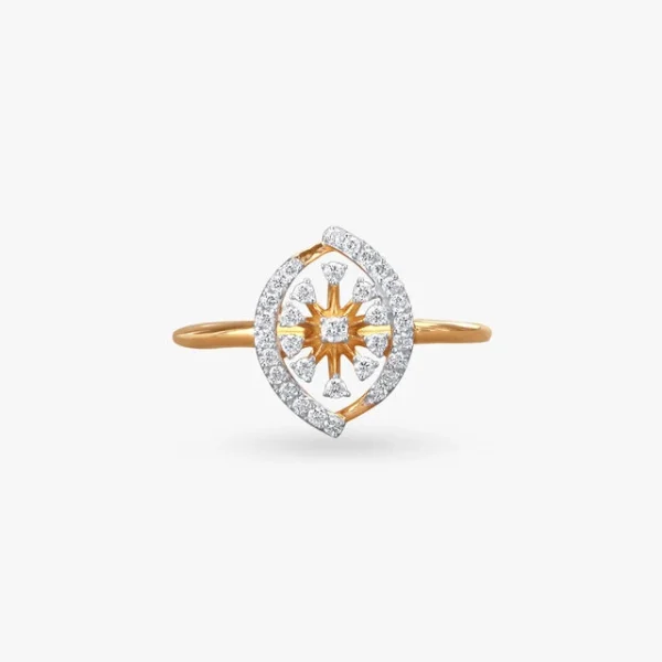Graceful Floral Diamond Finger Ring - Image 4