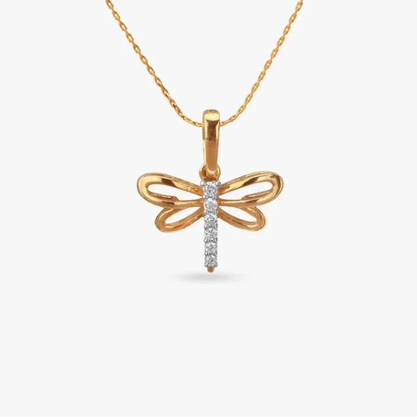 Dainty Wings Diamond Pendant and Earrings Set For Kids - Image 3