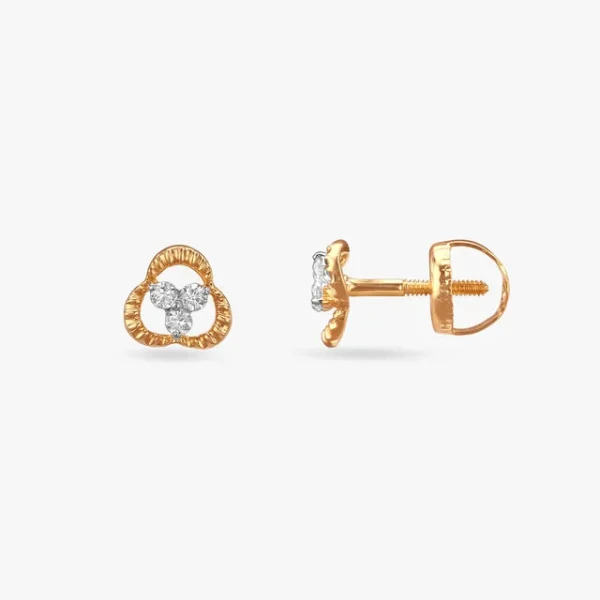 Tiny Trio Diamond Stud Earrings For Kids - Image 2