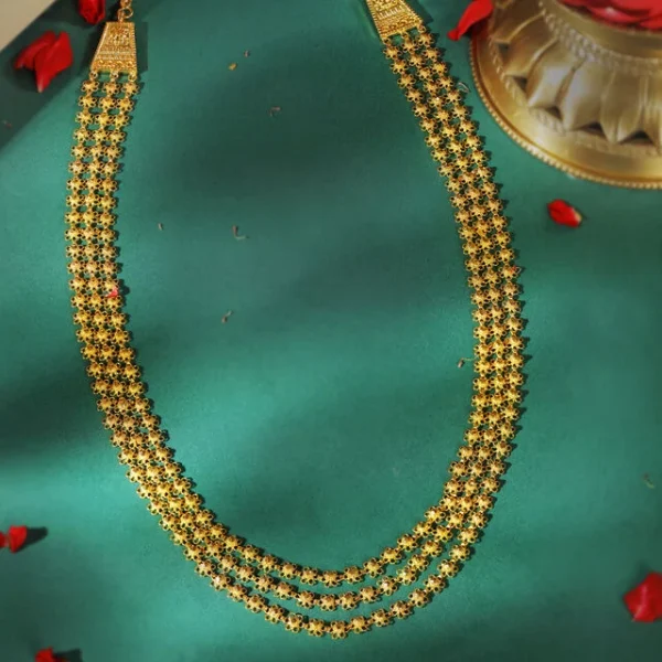 Exuberant 22 Karat Yellow Gold Floral Triple Strand Necklace