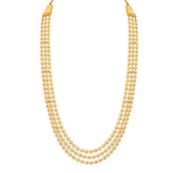 Exuberant 22 Karat Yellow Gold Floral Triple Strand Necklace - Image 3