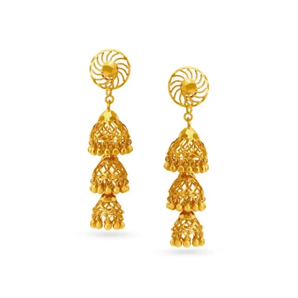 Tiered Gold Drop Earrings