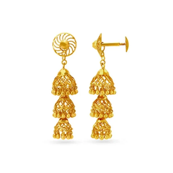 Tiered Gold Drop Earrings - Image 4