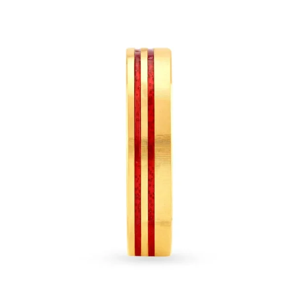 Vibrant 22 Karat Yellow Gold Striped Finger Ring - Image 2