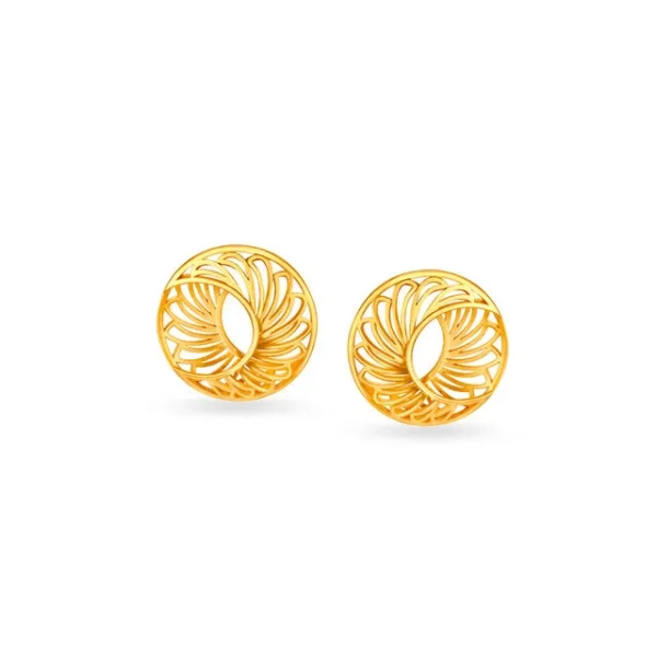 Circular Gold Stud Earrings