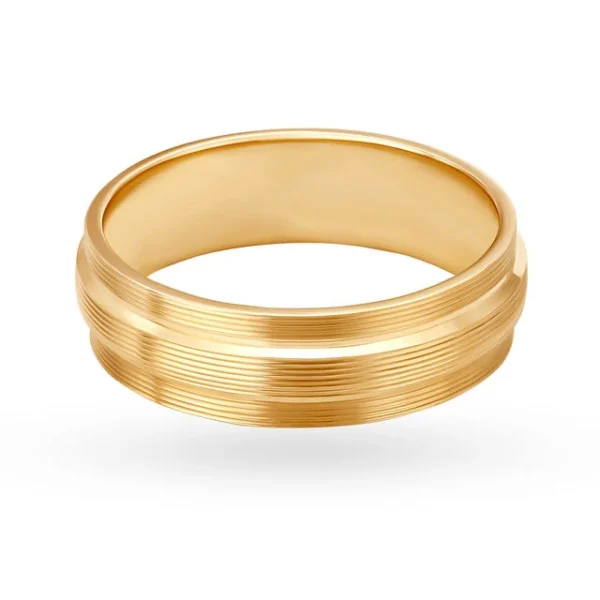 Classic Grooved Gold Finger Ring - Image 3