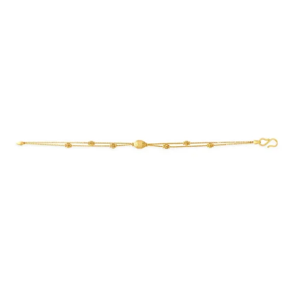 Delicate Yellow Gold Carved Bead Bracelet - Image 3