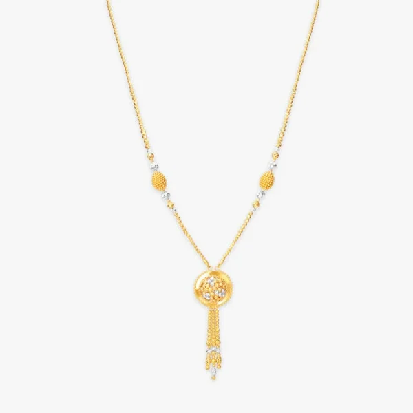 Golden Knurl Bead Necklace - Image 3