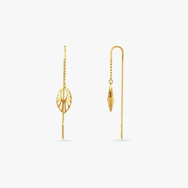 Leafy Cascade Gold Hoop Earrings - Image 2