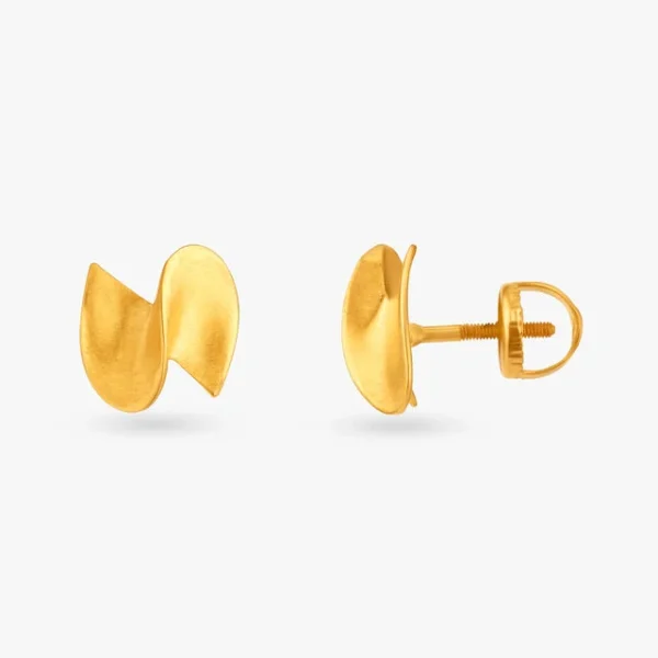 Twist of Elegance Gold Stud Earrings - Image 2