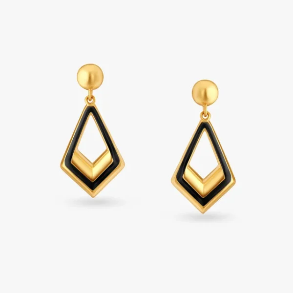 Chic Enamel Gold Drop Earrings