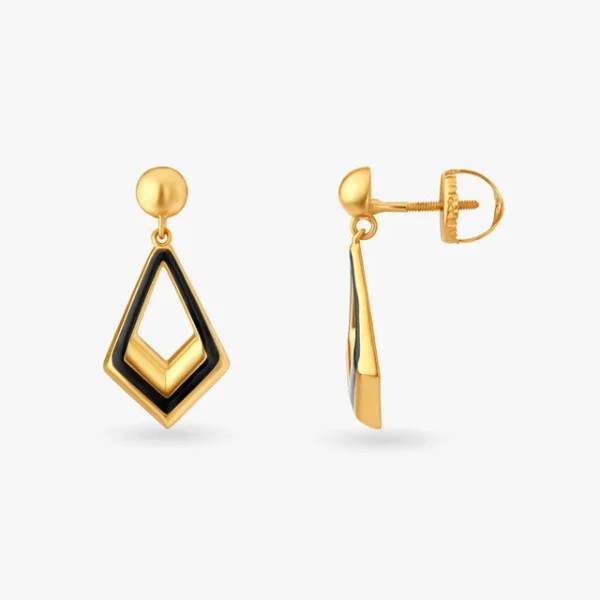 Chic Enamel Gold Drop Earrings - Image 2
