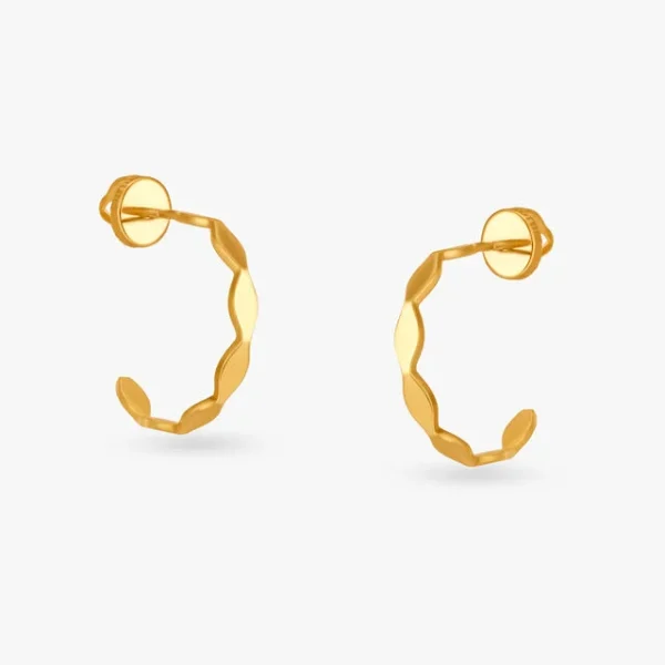Geometric Gold Demi Hoop Earrings - Image 4