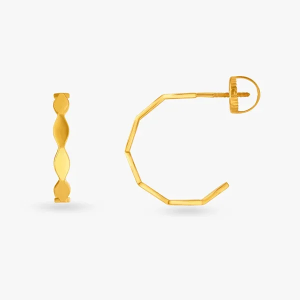 Geometric Gold Demi Hoop Earrings - Image 3