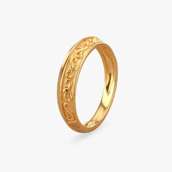 Engraved Gold Finger Ring For Men