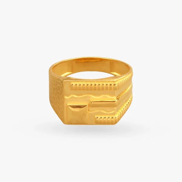 Grid Luxe Gold Finger Ring for Men - Image 3