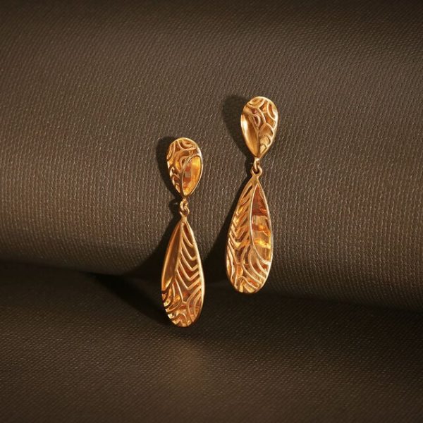 Radiant Leaves Gold Drop Earrings