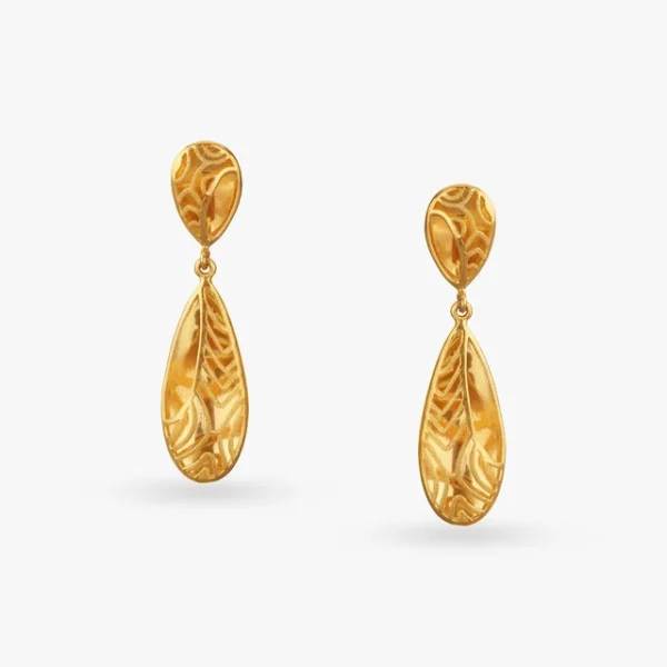 Radiant Leaves Gold Drop Earrings - Image 3