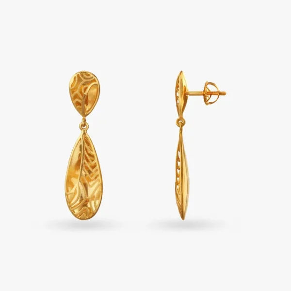 Radiant Leaves Gold Drop Earrings - Image 4