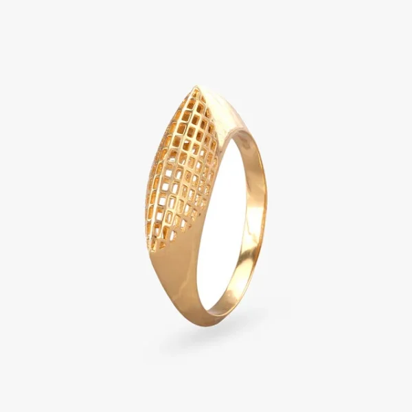Sleek Grid Gold Finger Ring