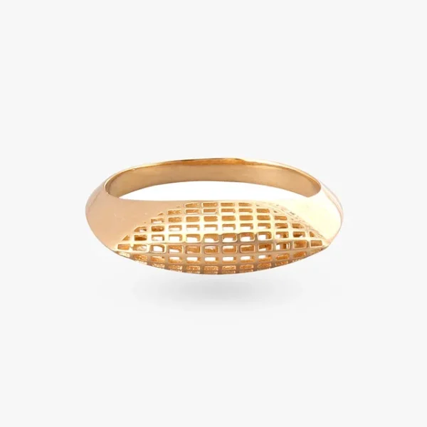 Sleek Grid Gold Finger Ring - Image 4