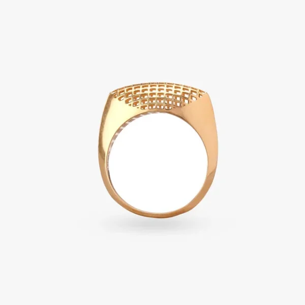 Sleek Grid Gold Finger Ring - Image 2