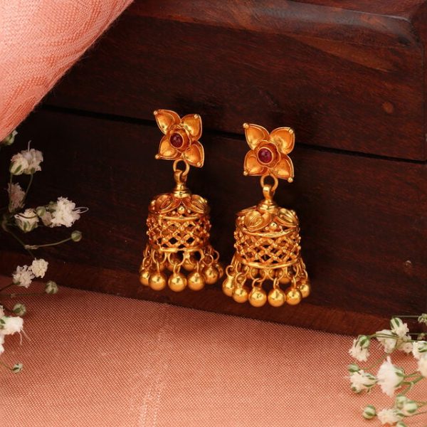 Timeless Floral Gold Jhumkas