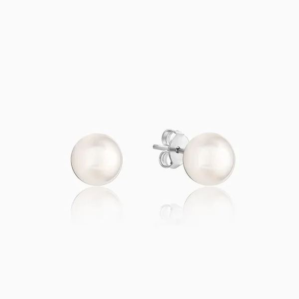Silver White Pearl Earrings - Image 6