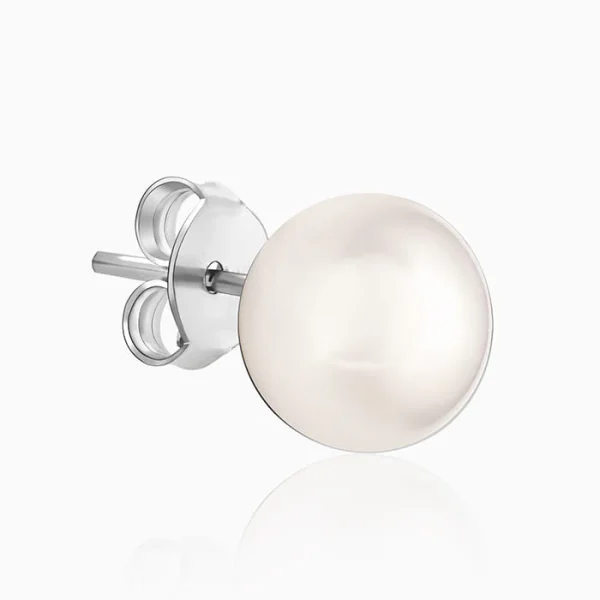 Silver White Pearl Earrings - Image 3