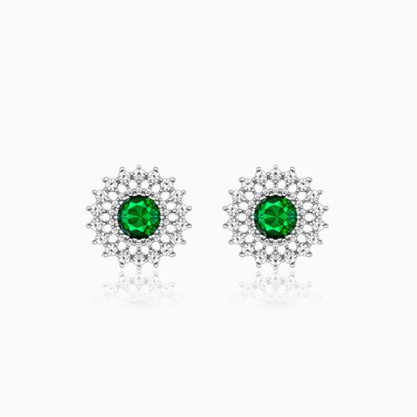 Silver Zircon Emerald Sunshine Studs - Image 5